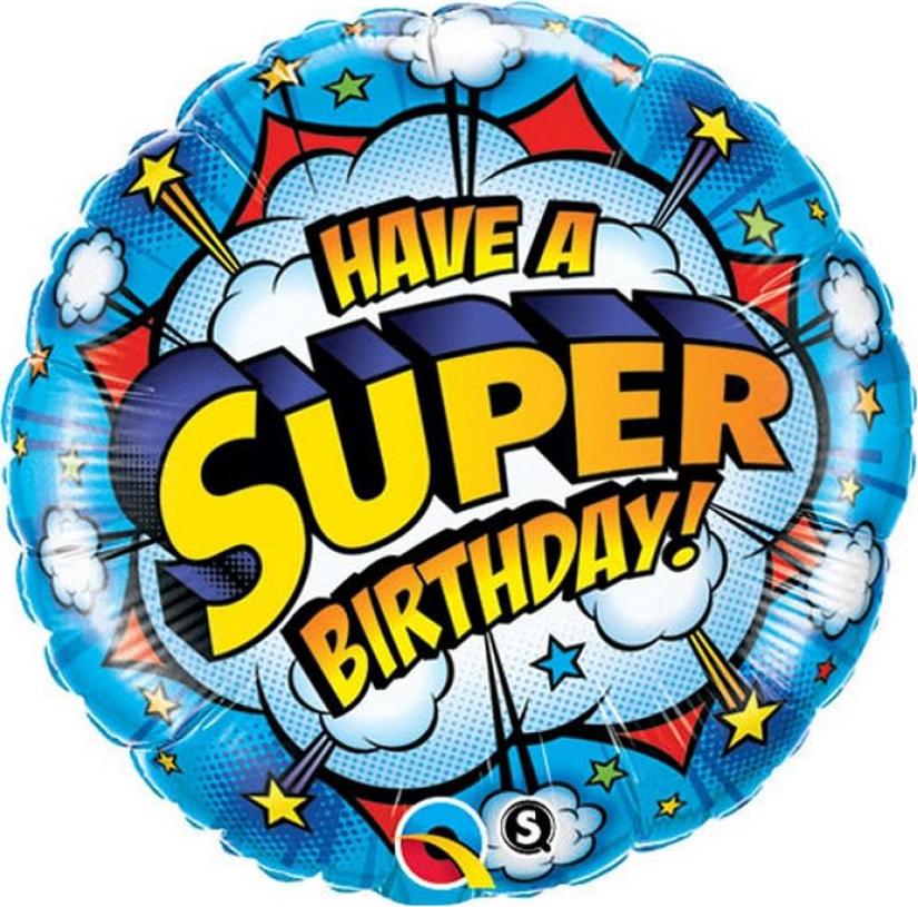 Qualatex Fóliový balónek 18" QL CIR - "Super narozeniny!