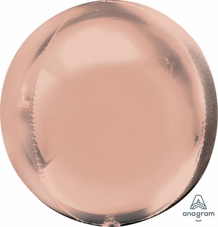 Amscan 15" fóliový balónek ORBZ - růžová a zlatá koule (rozbaleno)