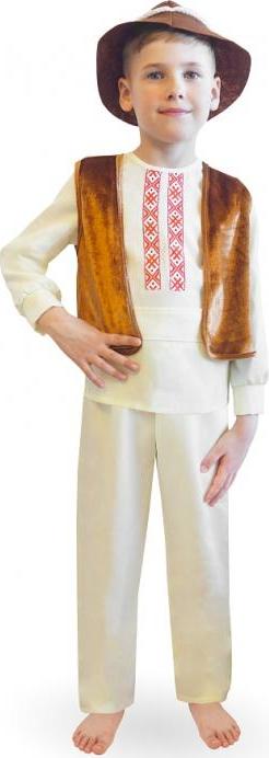 Godan / costumes Pastýřská souprava (halenka, kalhoty, pásek, velurová vesta, klobouk), velikost 95-110 cm