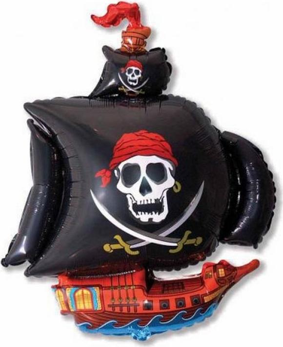 Flexmetal Fóliový balón 24" FX - "Pirátská loď" (černá/modrá)