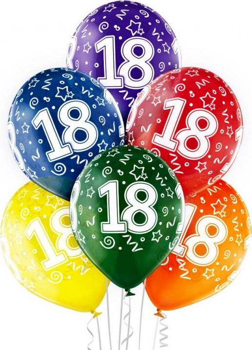 D11 Balónky k 18. narozeninám, 1c/5s, 6 ks.