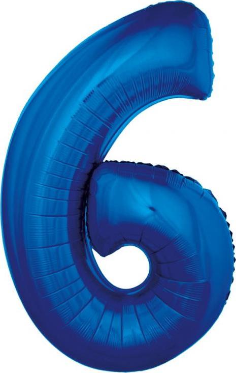 Godan / balloons Fóliový balónek "Number 6", modrý, 92 cm
