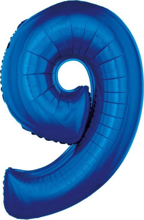 Godan / balloons Fóliový balónek "Number 9", modrý, 92 cm