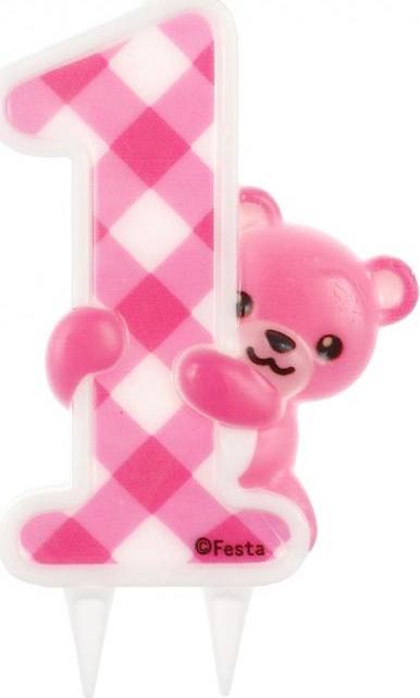 Jumbo svíčka "Pink Teddy Bear", 7,2 x 12 cm, číslo 1