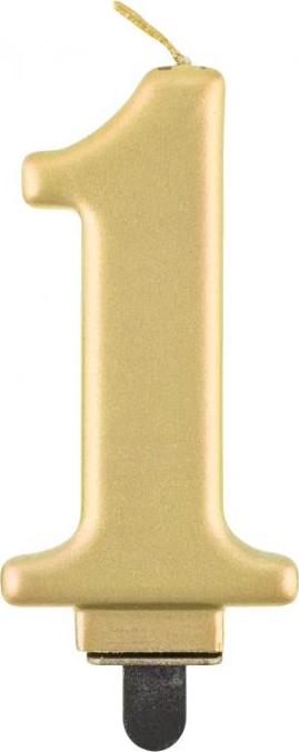 Godan / candles B&C svíčka, číslo 1, metalická zlatá, 8,0 cm
