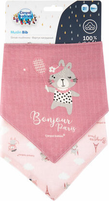 CANPOL babies Mušelínový slintáček BONJOUR PARIS 2 ks růžový
