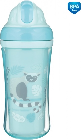 CANPOL babies Športová fľaša so silikónovou slamkou JUNGLE 260ml modrá
