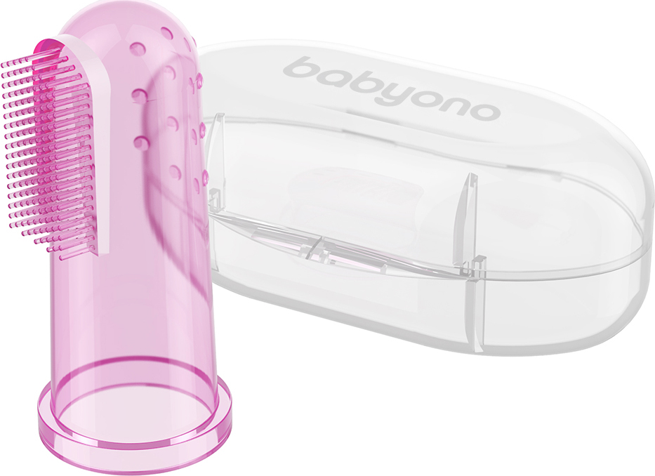 Baby Ono Prstový zubní kartáček pro miminka růžový