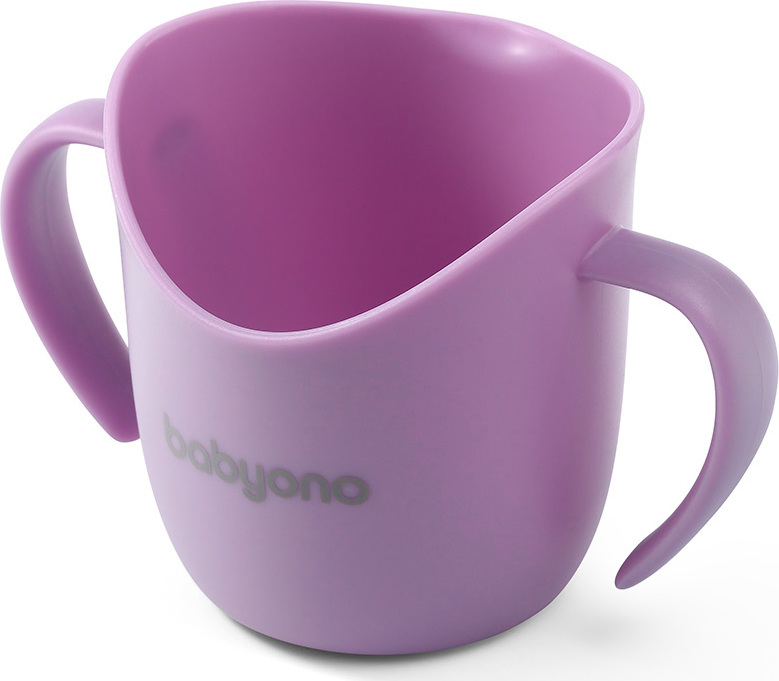 BabyOno Baby Ono Ergonomický hrneček s oušky FLOW fialový