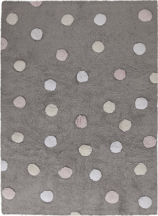 Lorena Canals koberce Přírodní koberec, ručně tkaný Tricolor Polka Dots Grey-Pink Rozměry koberců: 120x160