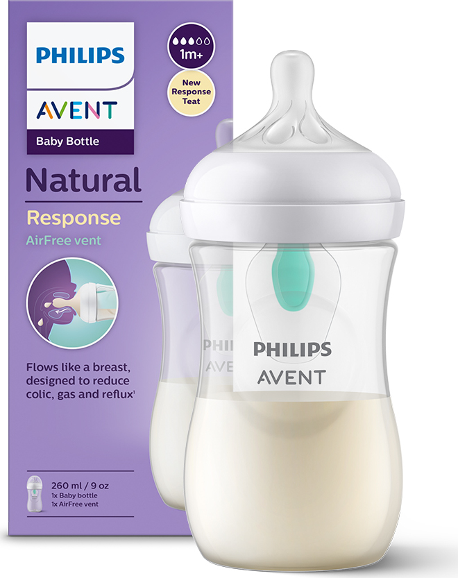Philips Avent Dětská lahvička Natural Response s ventilem Airfree 260 ml, 1m+