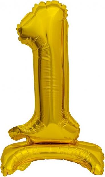 Godan / balloons B&C fóliový balónek Stojací číslo 1, zlatý, 38 cm