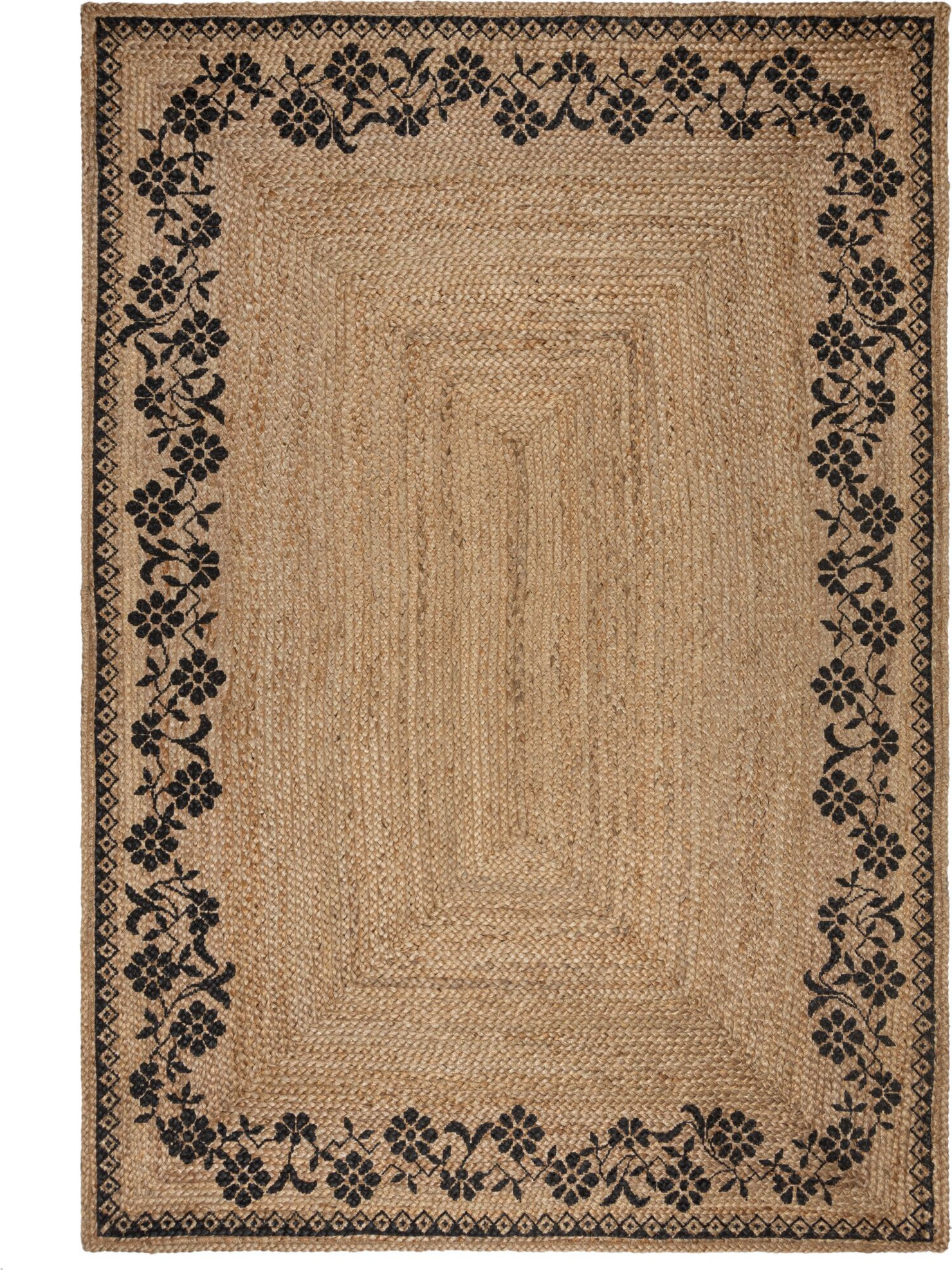 Flair Rugs koberce Kusový koberec Printed Jute Maisie Natural/Black Rozměry koberců: 80x150