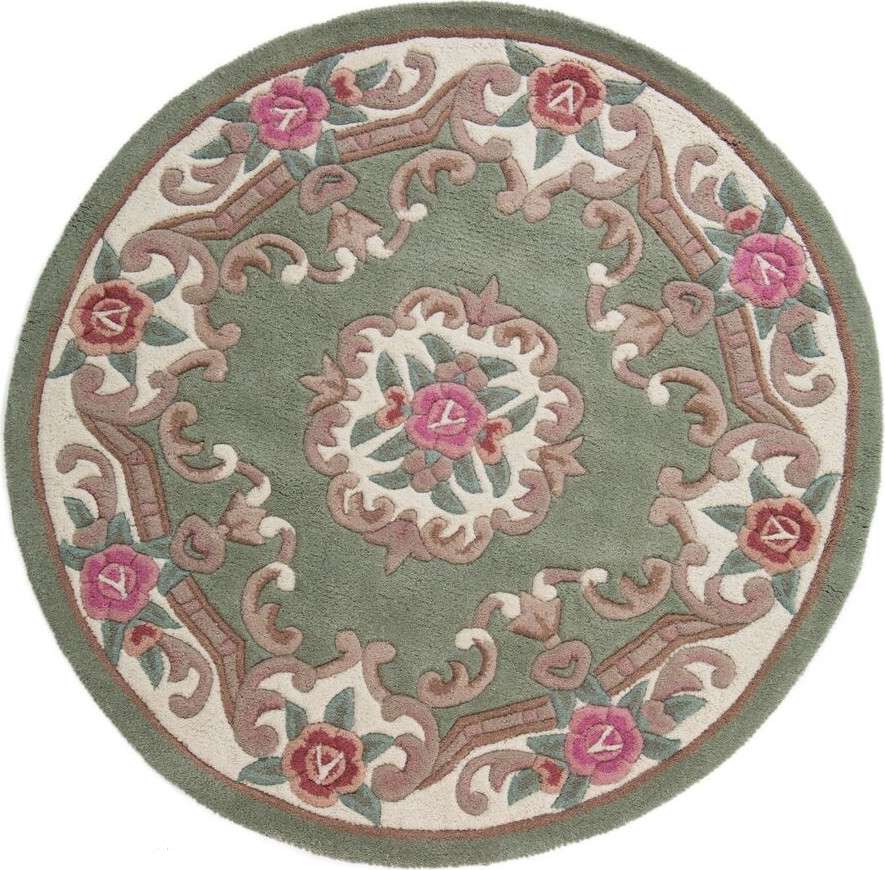 Flair Rugs koberce Ručně všívaný kusový koberec Lotus premium Green kruh Rozměry koberců: 120x120 (průměr) kruh