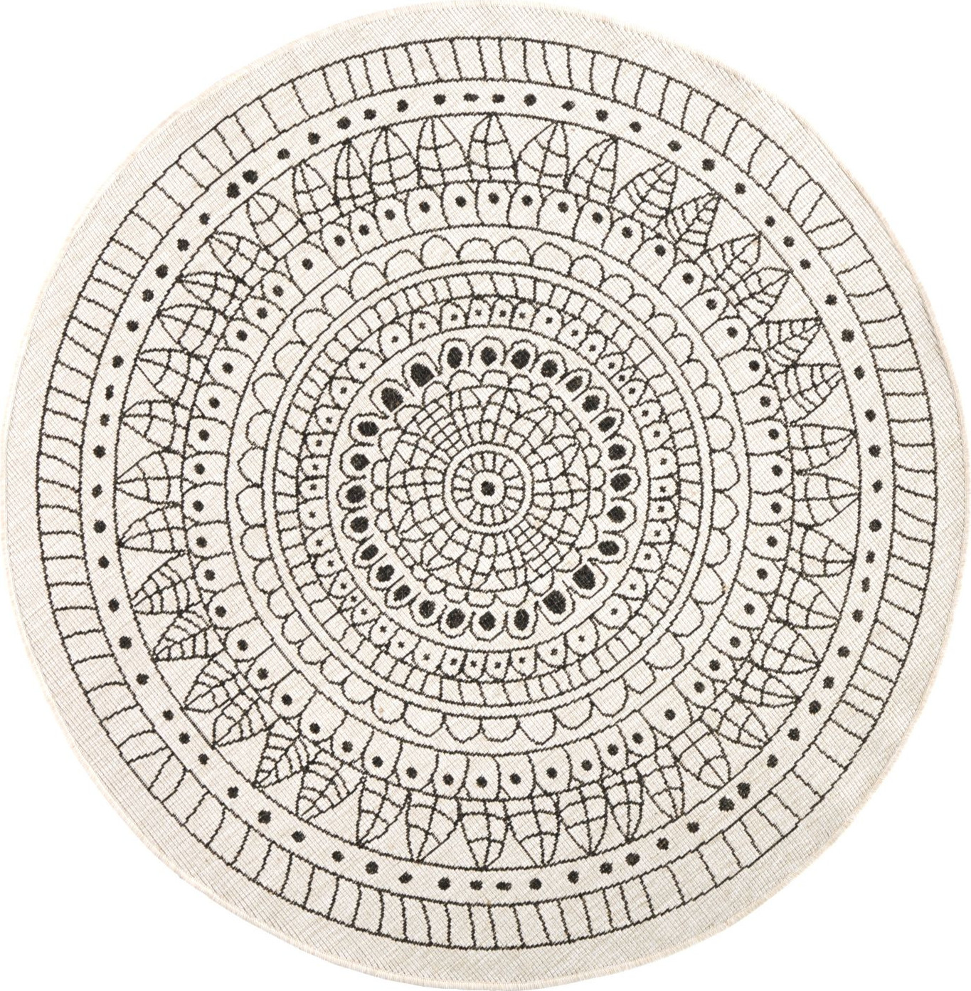 NORTHRUGS - Hanse Home koberce Kusový koberec Twin-Wendeteppiche 103101 creme schwarz kruh – na ven i na doma Rozměry koberců: 140x140 (průměr) kruh