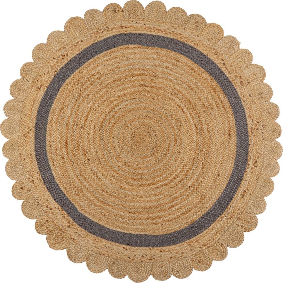 Flair Rugs koberce Kusový koberec Grace Jute Natural/Grey kruh Rozměry koberců: 160x160 (průměr) kruh