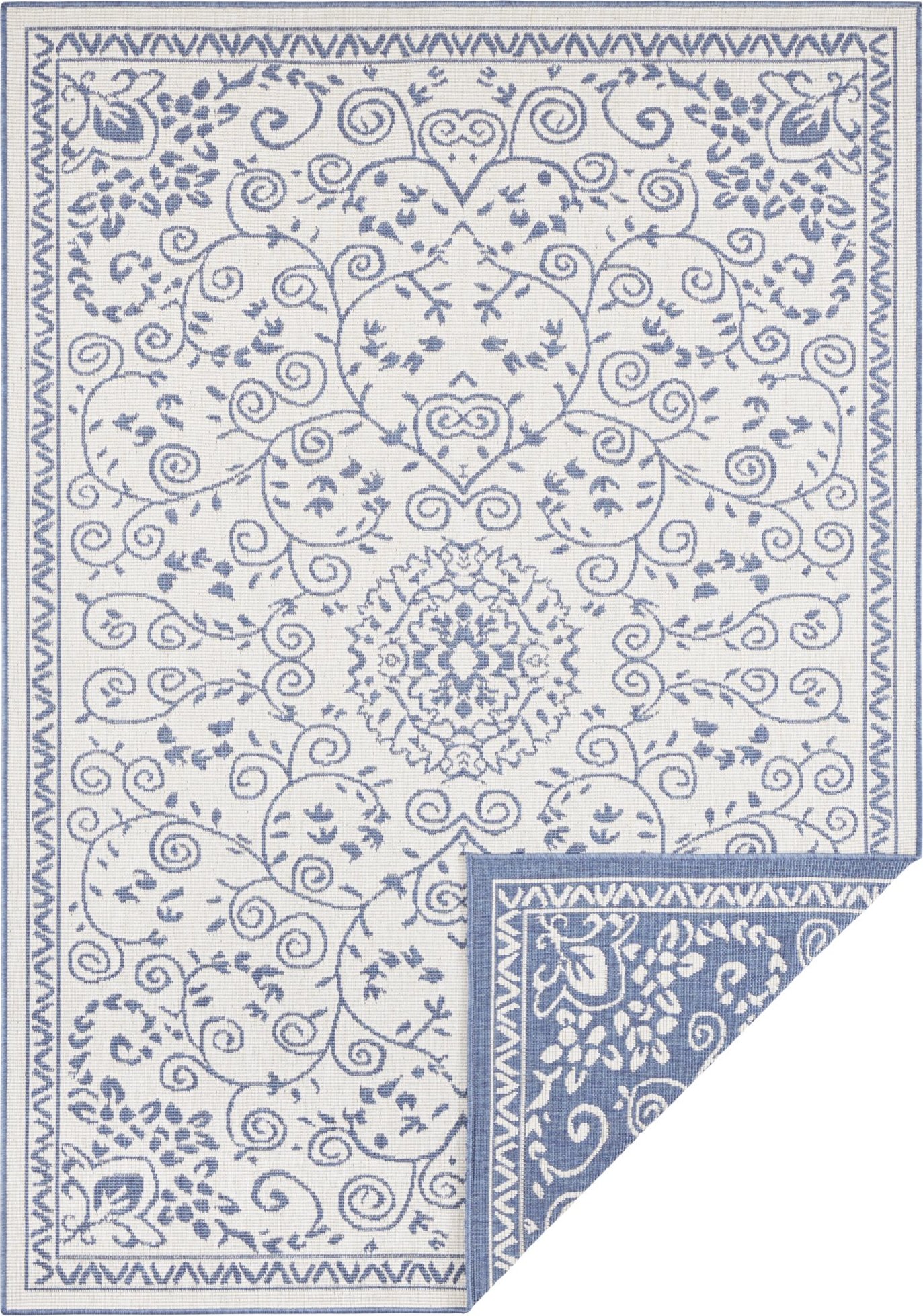 NORTHRUGS - Hanse Home koberce Kusový koberec Twin Supreme 103867 Leyte Blue/Cream – na ven i na doma Rozměry koberců: 80x150