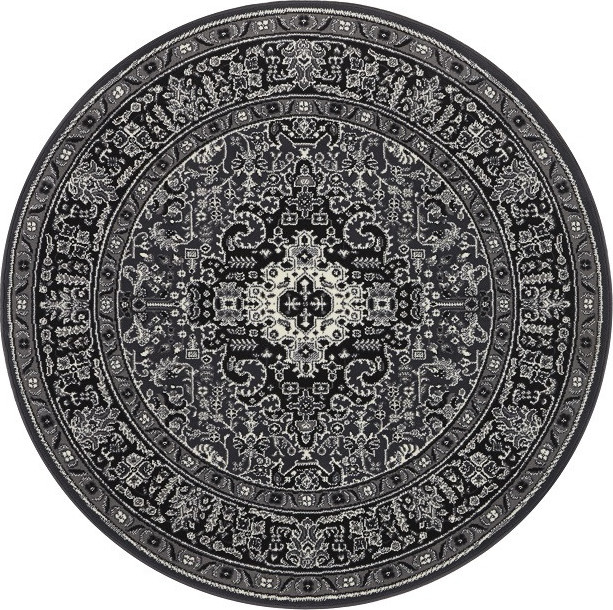Nouristan - Hanse Home koberce Kruhový koberec Mirkan 104436 Dark-grey Rozměry koberců: 160x160 (průměr) kruh