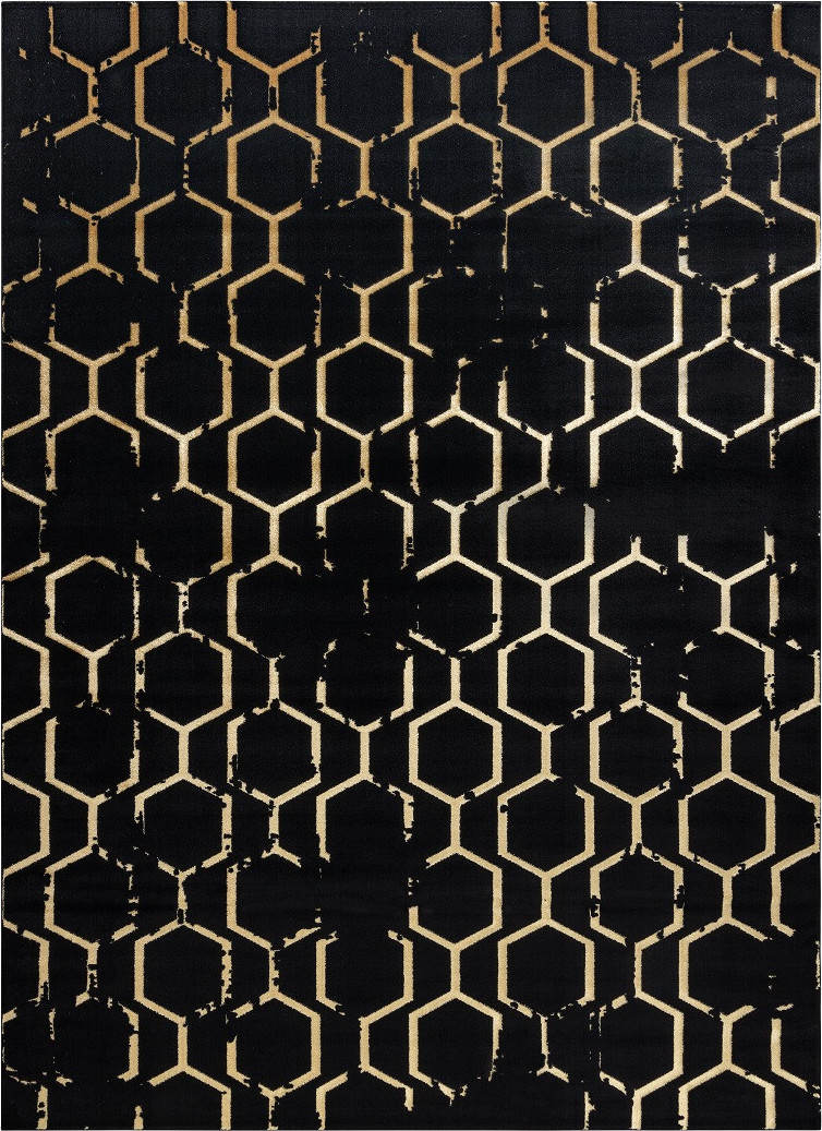 Dywany Łuszczów Kusový koberec Gloss BB407C C72 86 black/gold Rozměry koberců: 120x170