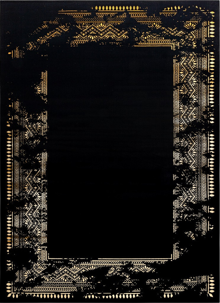 Dywany Łuszczów Kusový koberec Gloss 408C 86 glamour black/gold Rozměry koberců: 80x150