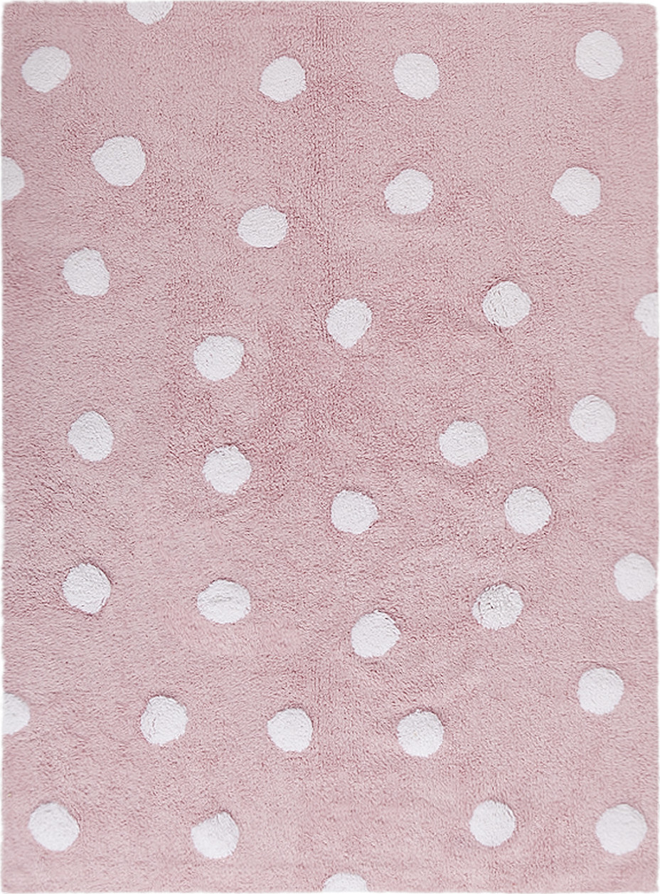 Lorena Canals koberce Pro zvířata: Pratelný koberec Polka Dots Pink-White Rozměry koberců: 120x160
