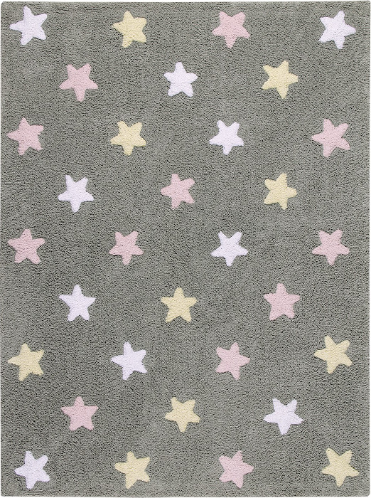 Lorena Canals koberce Pro zvířata: Pratelný koberec Tricolor Stars Grey-Pink Rozměry koberců: 120x160