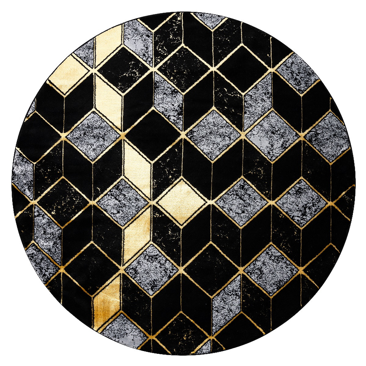 Dywany Łuszczów Kusový koberec Gloss 400B 86 3D geometric black/gold kruh Rozměry koberců: 120x120 (průměr) kruh