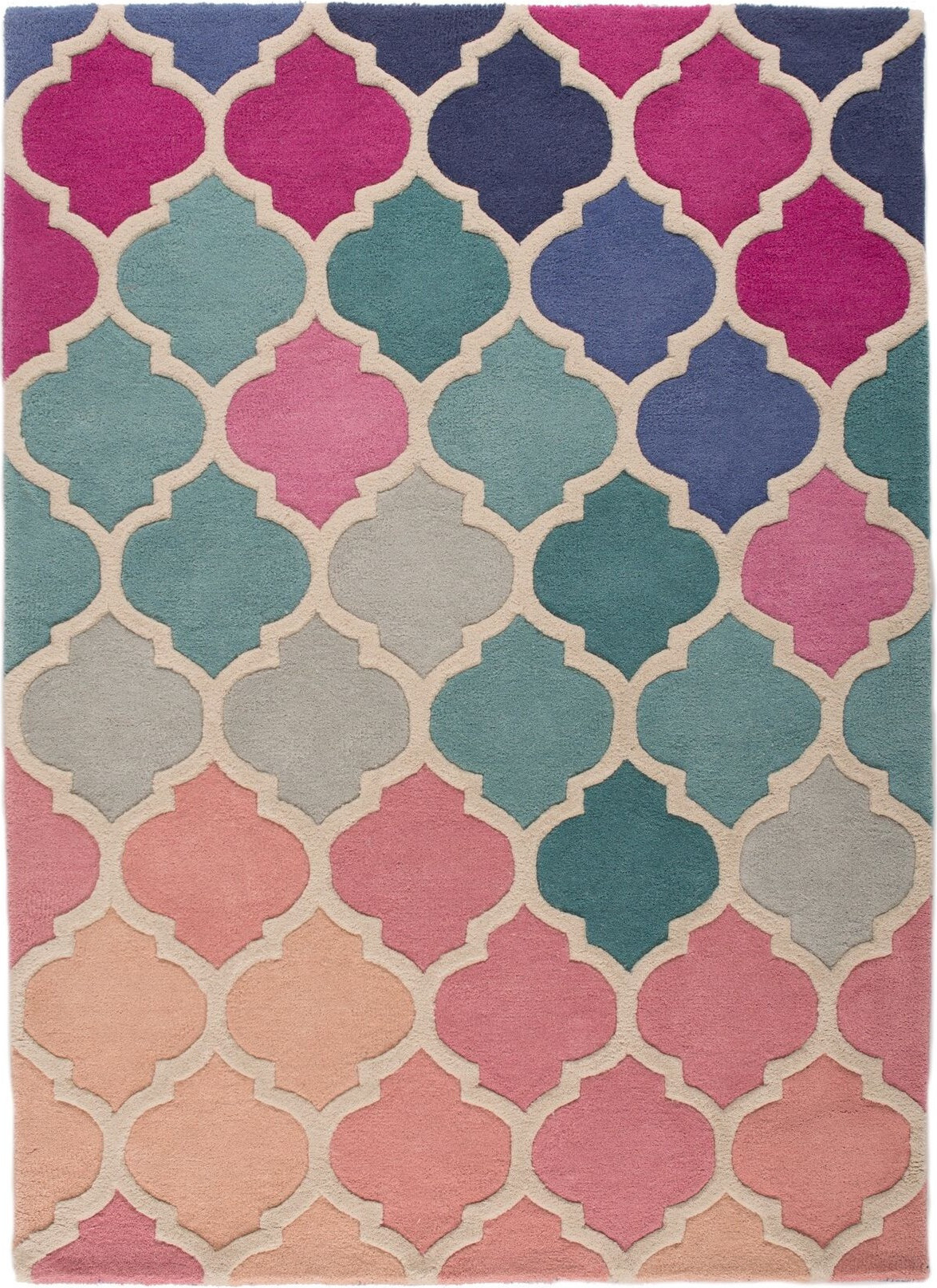 Flair Rugs koberce Ručně všívaný kusový koberec Illusion Rosella Pink/Blue Rozměry koberců: 80x150