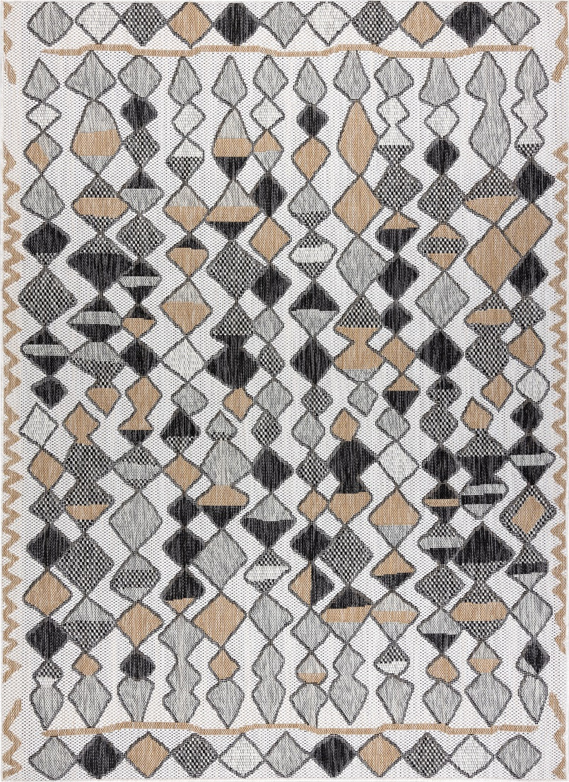 Dywany Łuszczów Kusový koberec Cooper Sisal Diamonds 22217 ecru/black – na ven i na doma Rozměry koberců: 120x170