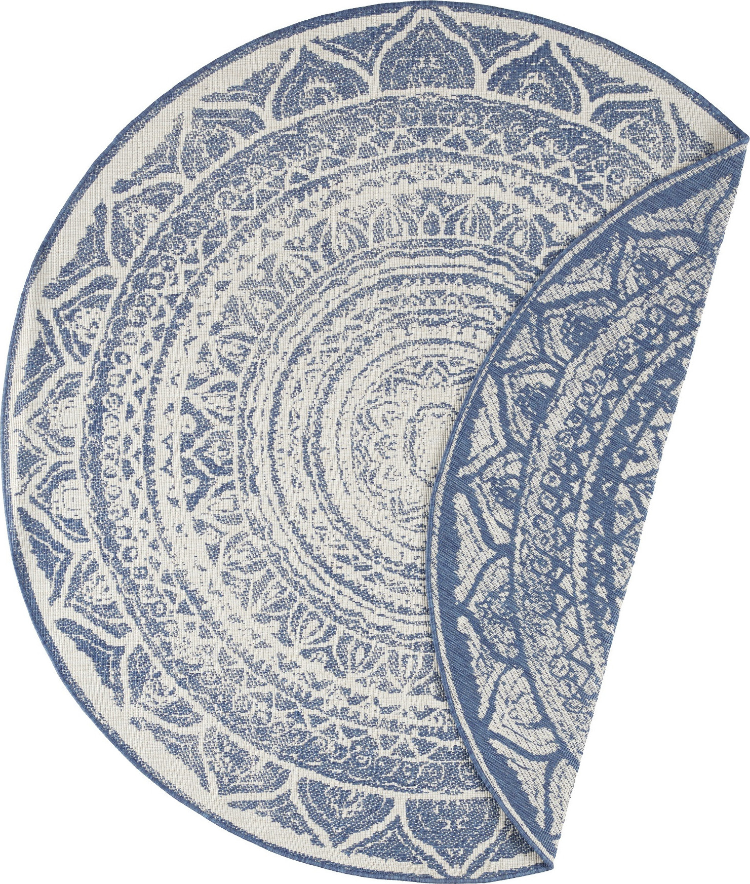 NORTHRUGS - Hanse Home koberce Kusový koberec Twin Supreme 104166 Siruma Blue/Cream kruh – na ven i na doma Rozměry koberců: 140x140 (průměr) kruh