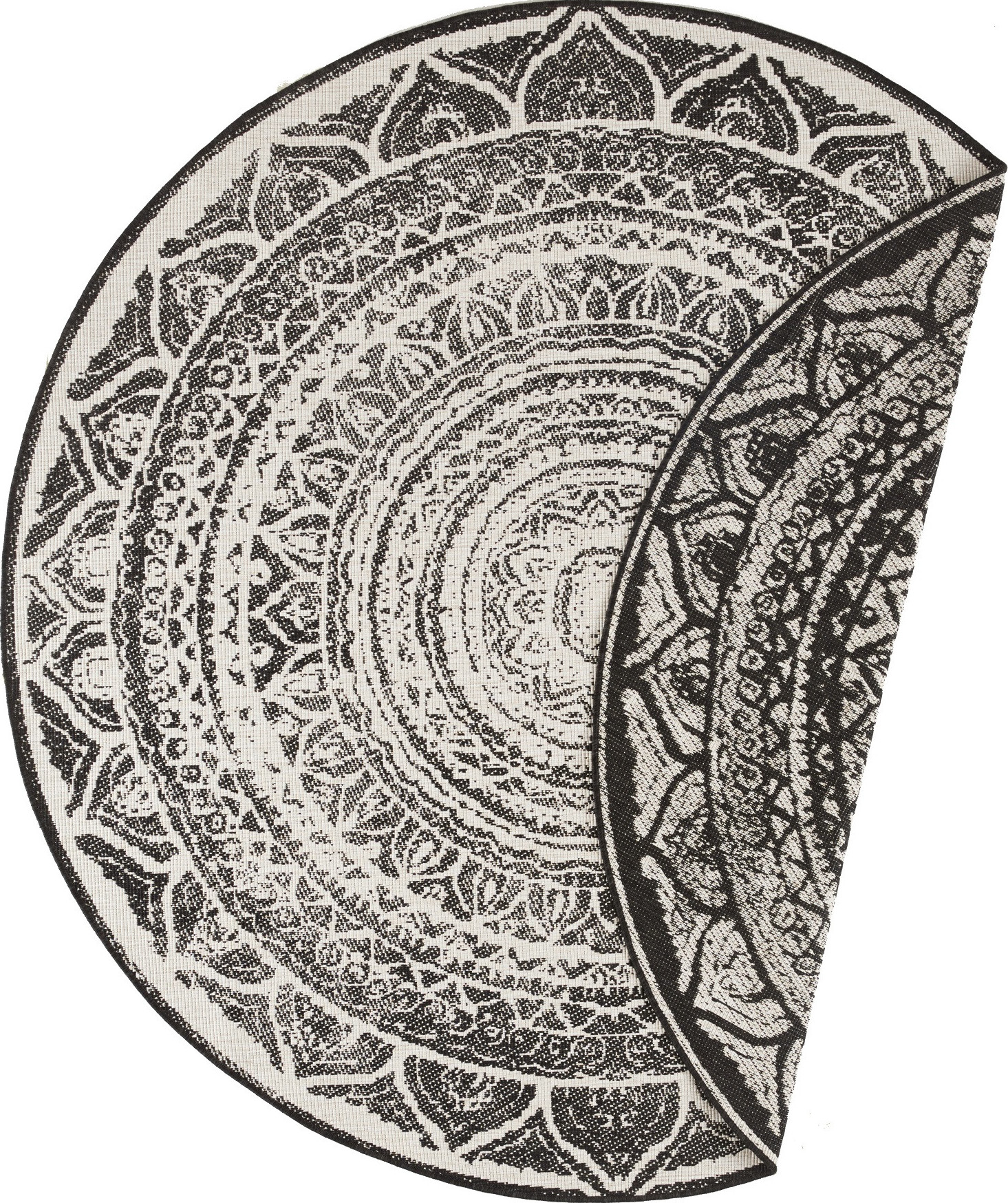 NORTHRUGS - Hanse Home koberce Kusový koberec Twin Supreme 104165 Siruma Black/Cream kruh – na ven i na doma Rozměry koberců: 140x140 (průměr) kruh