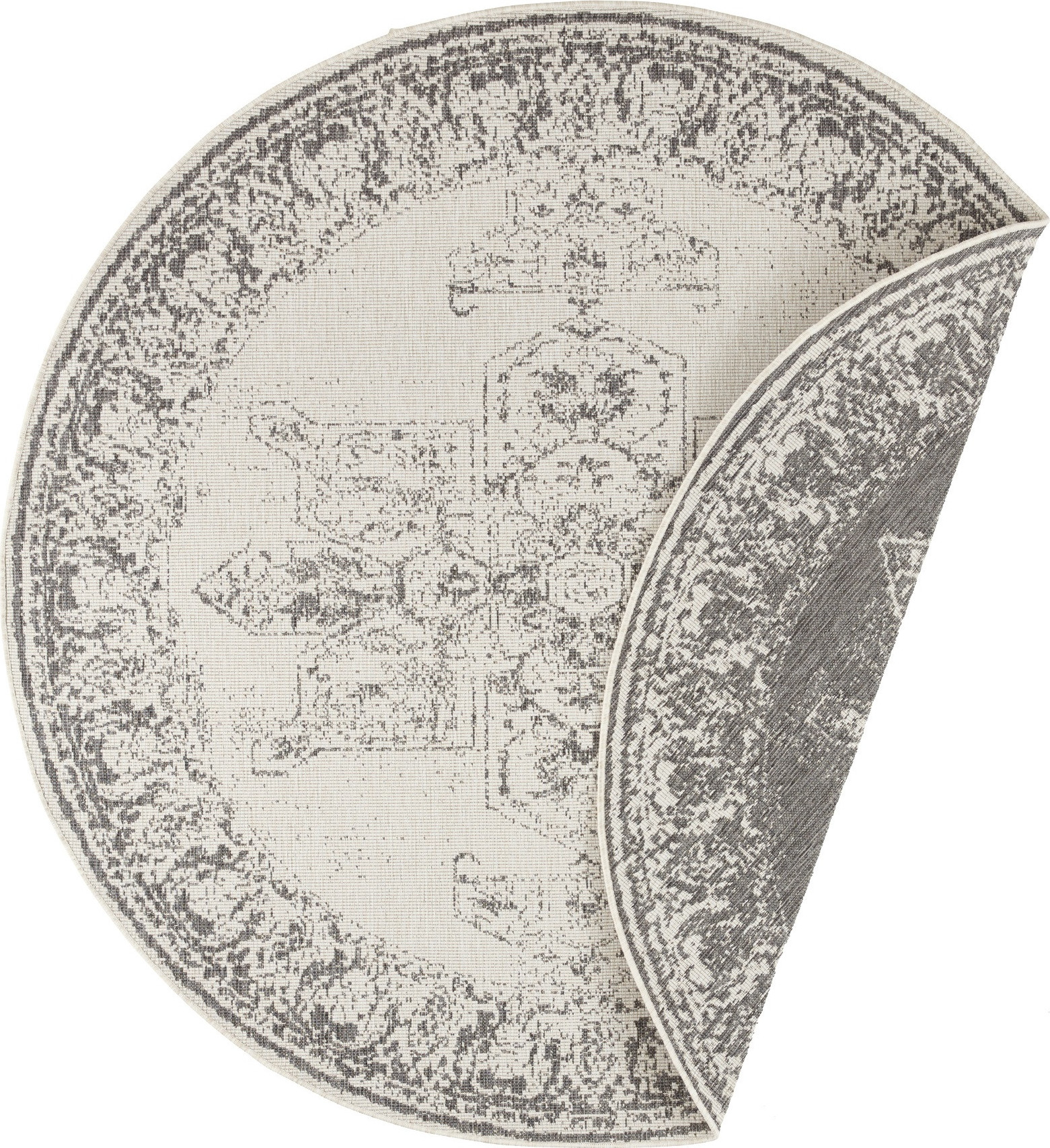 NORTHRUGS - Hanse Home koberce Kusový koberec Twin Supreme 104136 Grey/Cream kruh – na ven i na doma Rozměry koberců: 140x140 (průměr) kruh