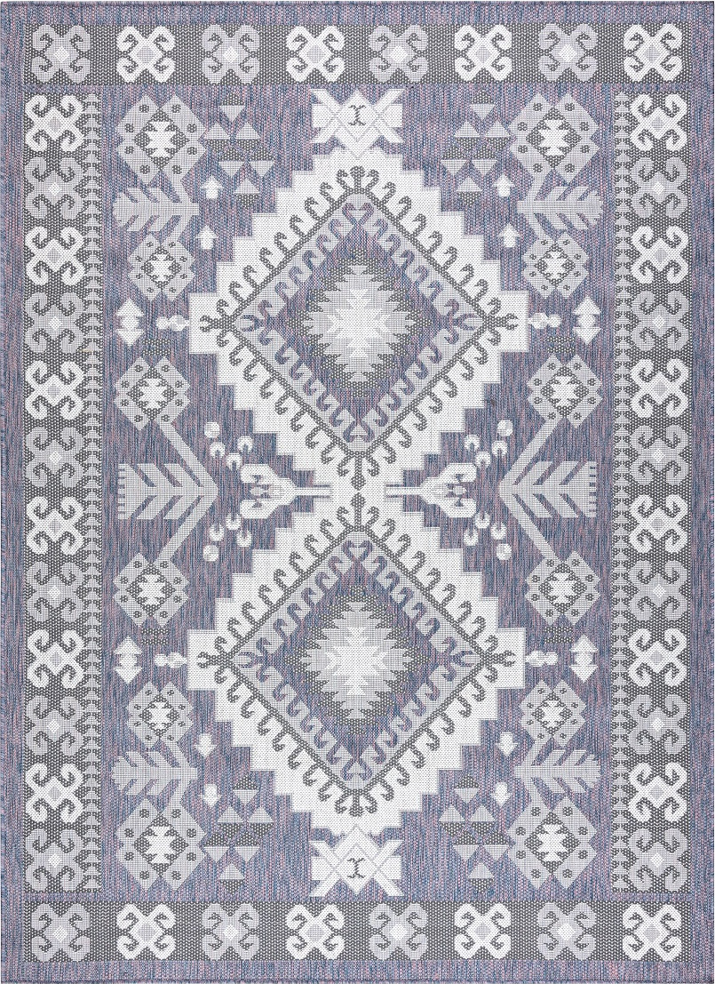 Dywany Łuszczów Kusový koberec Sion Sisal Aztec 3007 blue/pink/ecru – na ven i na doma Rozměry koberců: 120x170