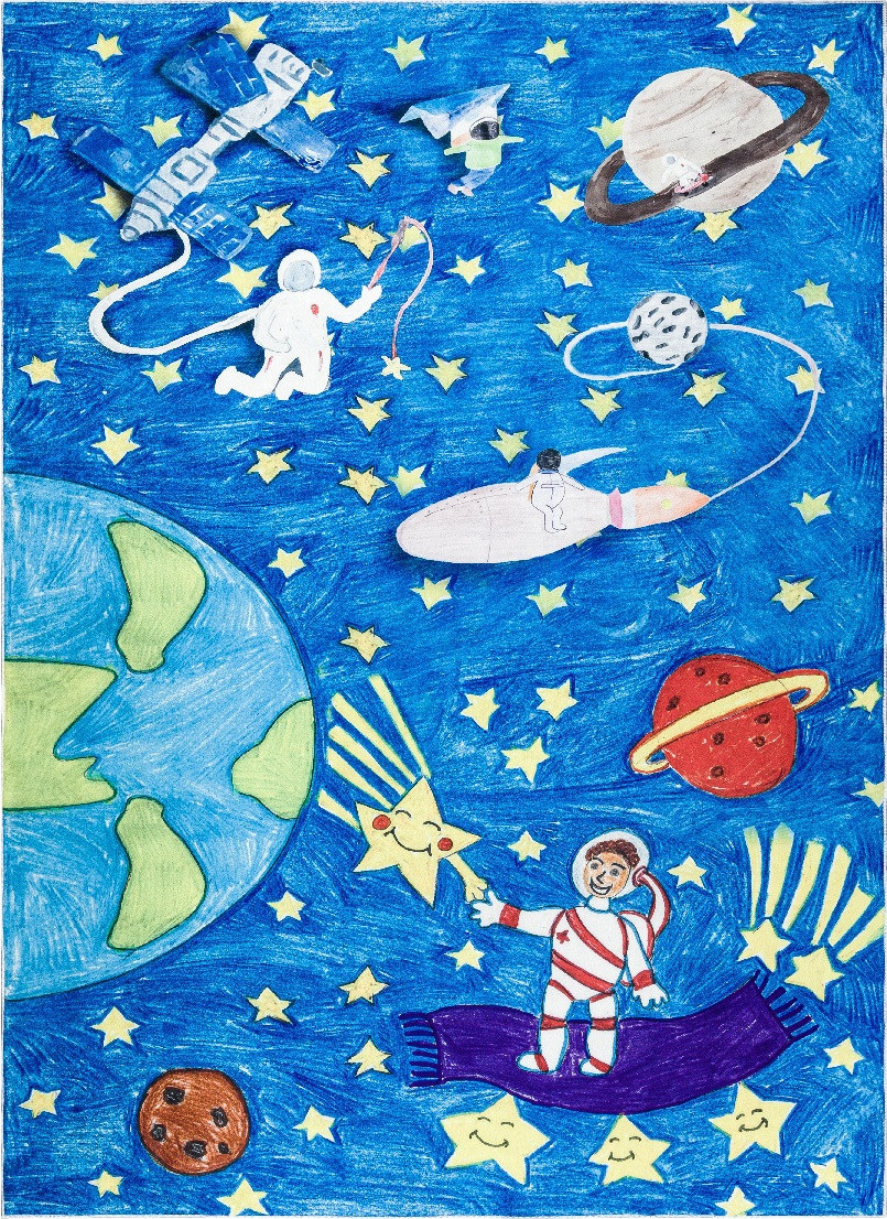 Dywany Łuszczów Dětský kusový koberec Bambino 2265 Rocket Space blue Rozměry koberců: 80x150