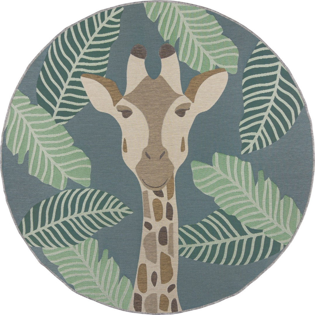 Flair Rugs koberce Kusový koberec Dauntless Eric Giraffe Blue – na ven i na doma Rozměry koberců: 160x160 (průměr) kruh