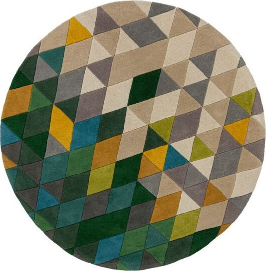 Flair Rugs koberce Ručně všívaný kusový koberec Illusion Prism Green/Multi kruh Rozměry koberců: 160x160 (průměr) kruh