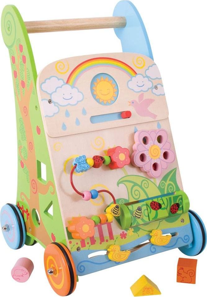 Bigjigs Baby Dřevěné aktivní chodítko zahrada