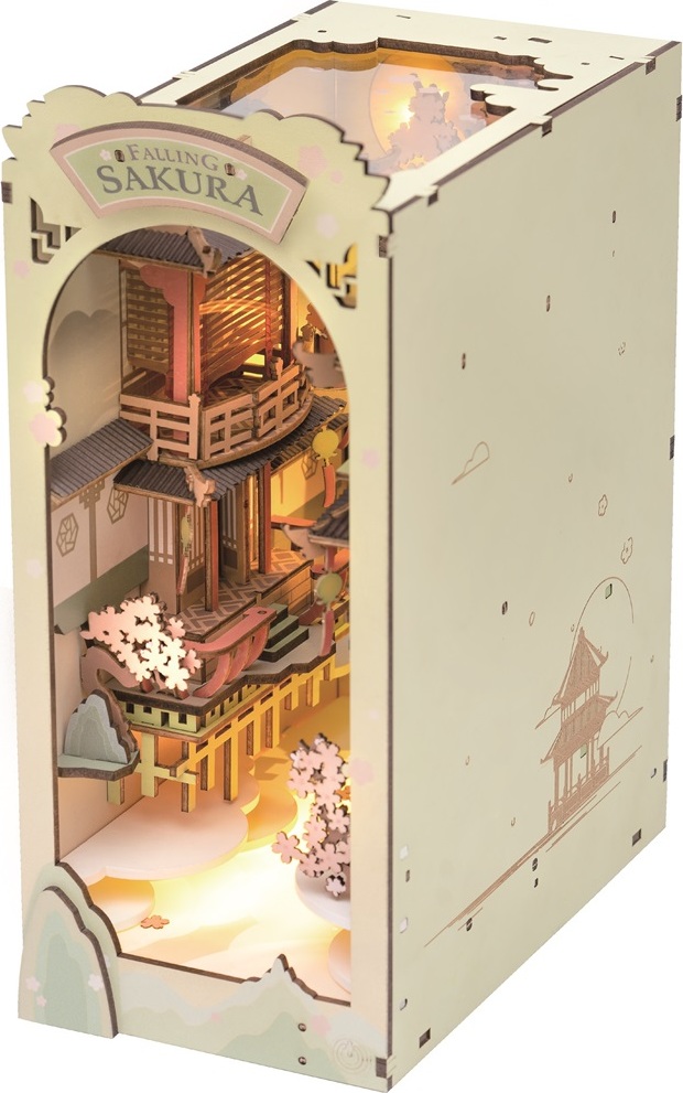 RoboTime 3D Puzzle Zarážka na knihy "Falling Sakura" (dřevěná)