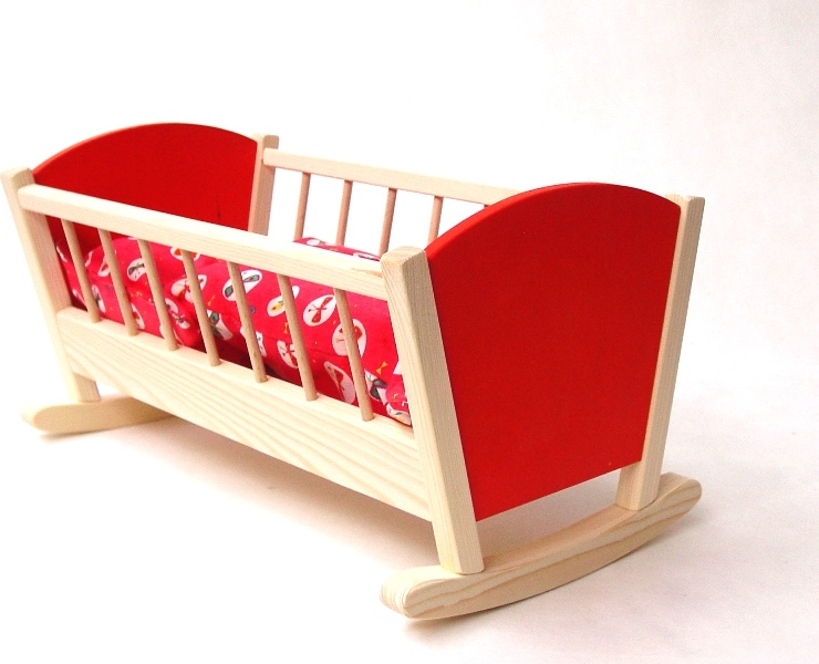 Dřevěná Kolébka pro panenky barevná