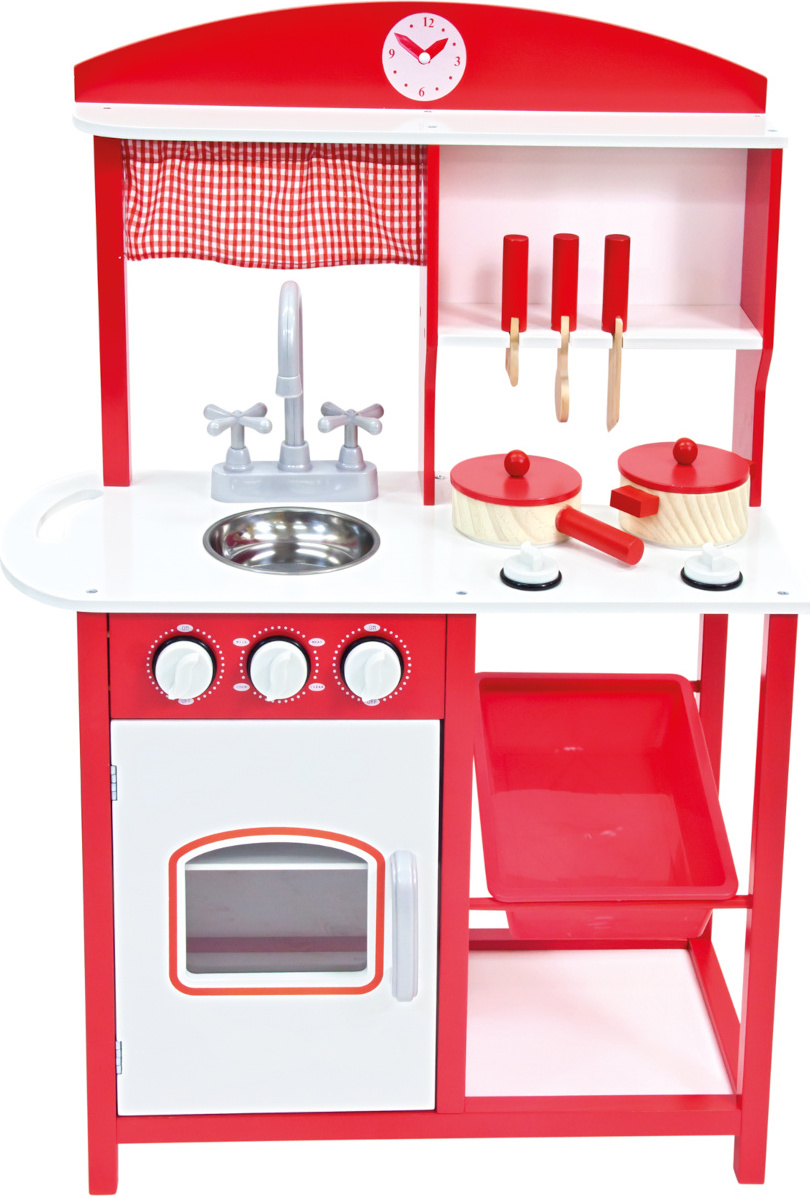 Bino Dětská kuchyňka s příslušenstvím červená