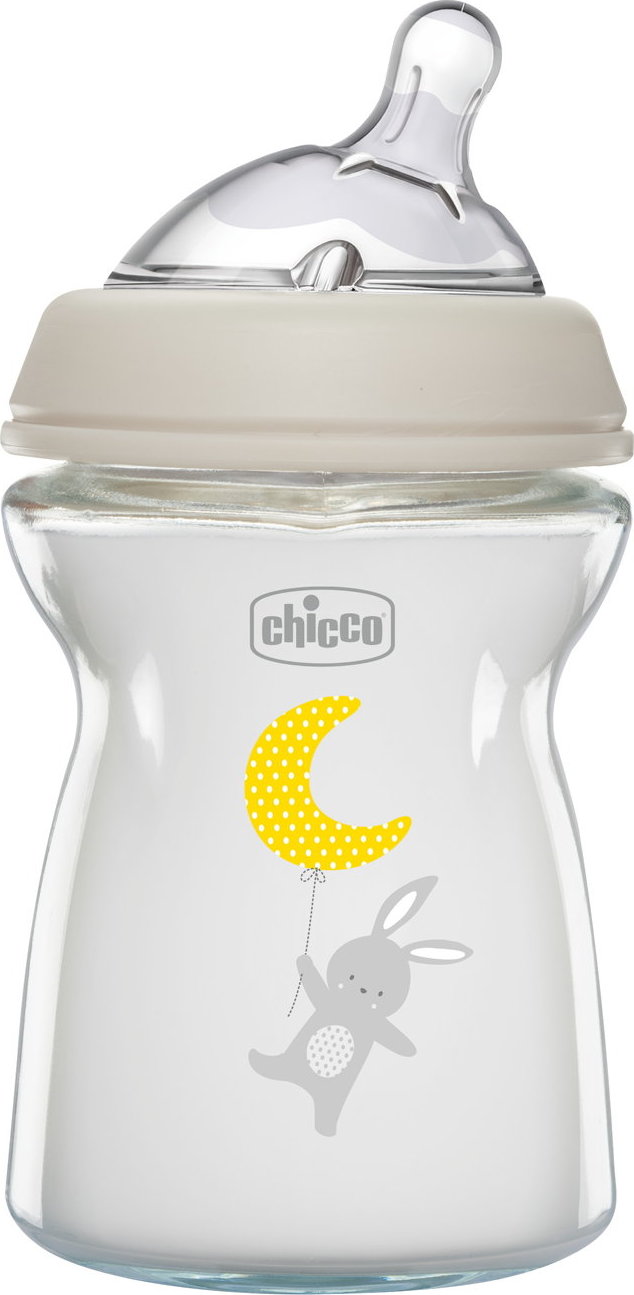 CHICCO Láhev kojenecká sklo Natural Feeling 250 ml 0m+ neutral