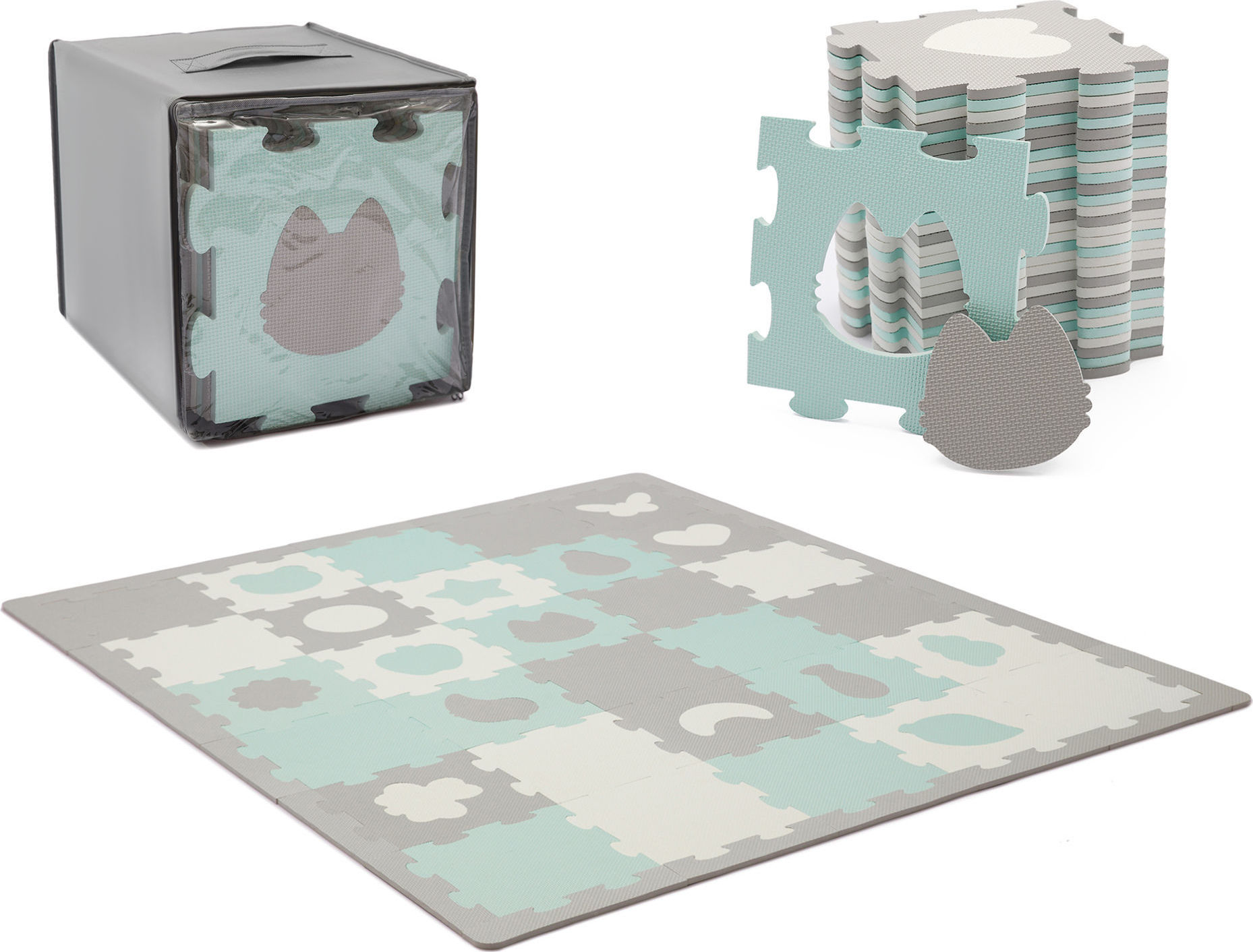 Kinderkraft Pěnové podložka puzzle Luno 30ks Shapes Mint