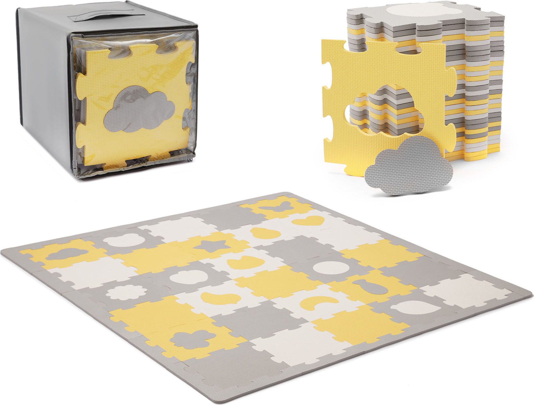 Kinderkraft Pěnové podložka puzzle Luno 30ks Shapes Yellow