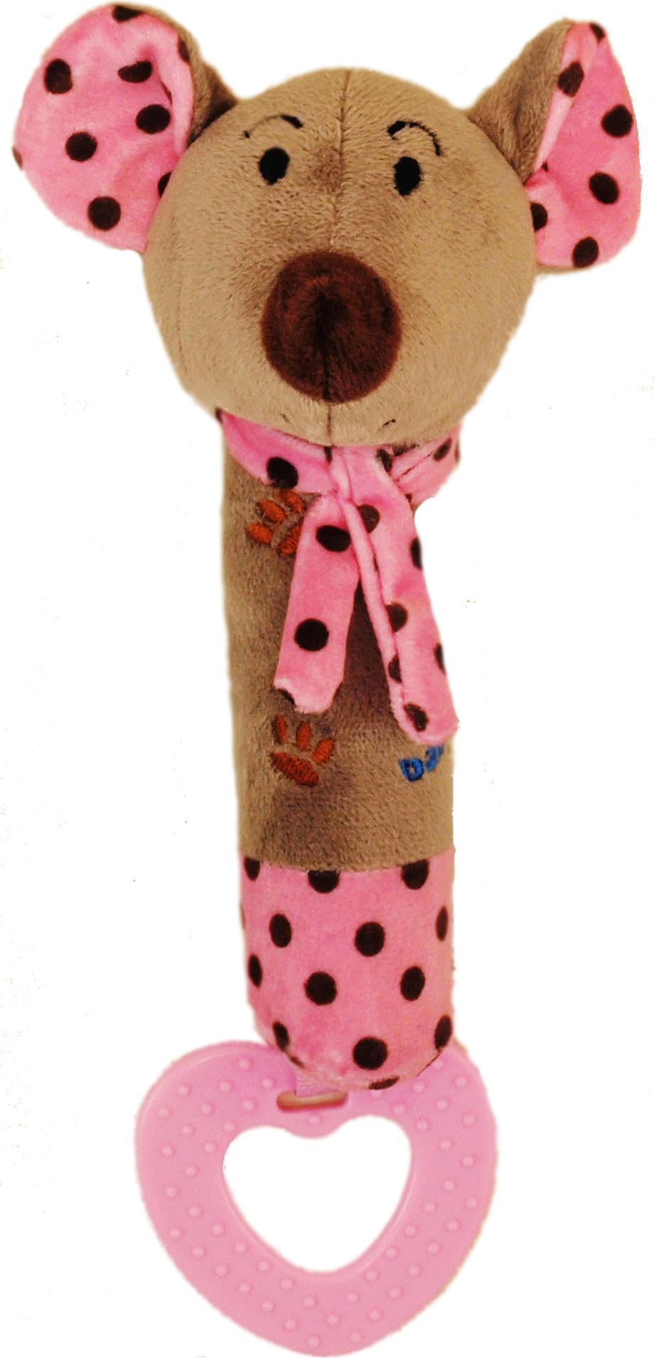 Dětská pískací plyšová hračka s kousátkem Baby Mix myška růžová