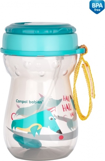 Canpol Babies Canpol babies Športová nekvapkajúca fľaša so slamkou Puppy - tyrkysová