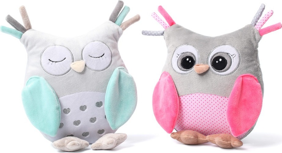 BabyOno plyšová hračka s chrastítkem Owl Sofia růžová