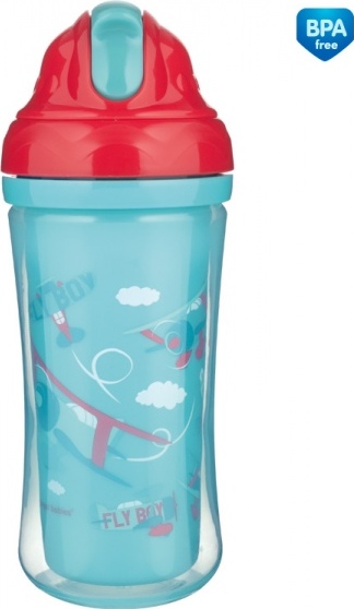 Canpol Babies Canpol babies Sportovní láhev se slámkou Fly Boy - tyrkysová, 260 ml