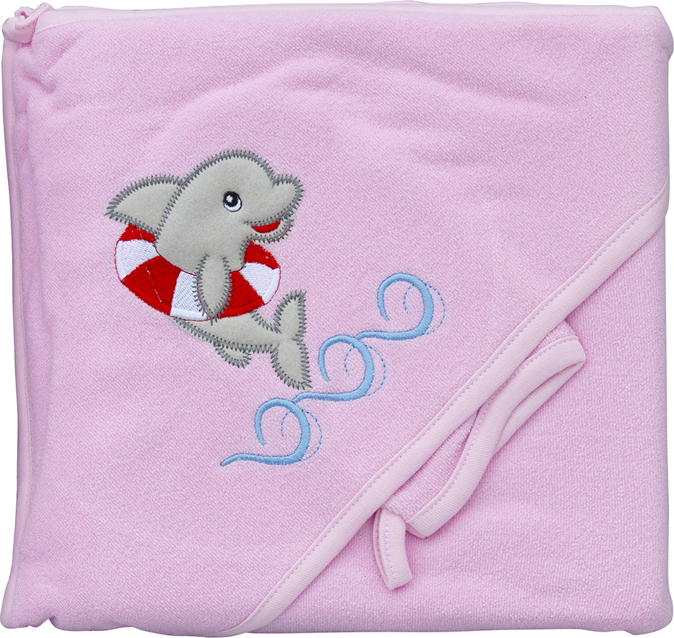 Scarlett Froté ručník delfín s kapucí růžový