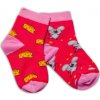 Baby Nellys Bavlněné veselé ponožky Myška a sýr - tmavě růžová 92-98 (18-36m)