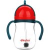 Kouzelná láhev s brčkem a závažím Akuku 280 ml červená